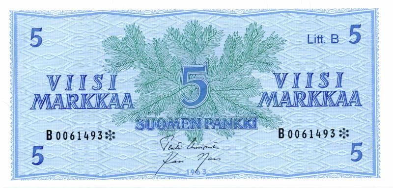 5 Markkaa 1963 Litt.B B0061493*